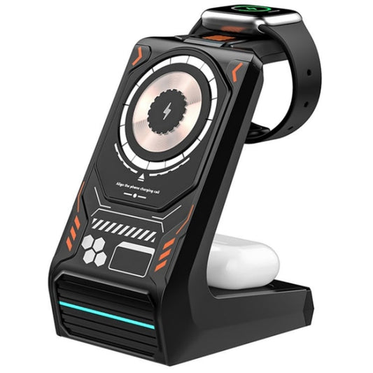 T21 3 in 1 Mecha Charger Mobile Phone Watch Earphone Desktop Wireless Charging Dock Station  