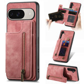 Retro Leather Zipper Wallet Back Phone Case, For Google Pixel 10 / 10 Pro  