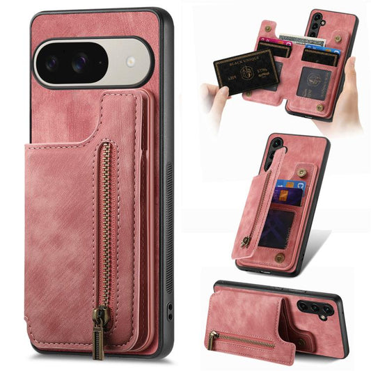 Retro Leather Zipper Wallet Back Phone Case, For Google Pixel 11 Pro XL, For Google Pixel 11, For Google Pixel 11 Pro, For Google Pixel 10 Pro XL  