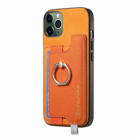 Retro Magsafe Cross Leather Ring Holder Card Bag Phone Case, For iPhone 11, For iPhone 11 Pro, For iPhone X / XS