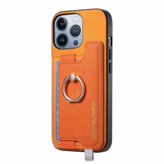 Retro Magsafe Cross Leather Ring Holder Card Bag Phone Case, For iPhone 14 Pro, For iPhone 14 Pro Max, For iPhone 7 / 8 / SE 2022