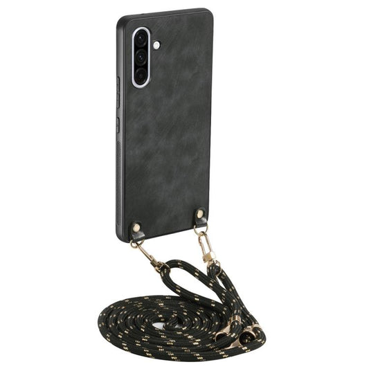 Vintage Leather PC Back Cover Phone Case with Crossbody Strap, For Samsung Galaxy A36, For Samsung Galaxy S25 5G, For Samsung Galaxy S25+ 5G, For Samsung Galaxy S25 Ultra 5G  