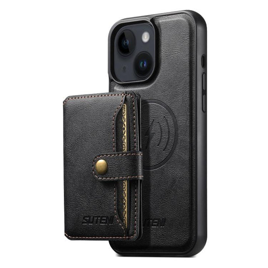 Suteni M4 Magnetic Card Bag MagSafe Leather Phone Case, For iPhone 13 Pro Max, For iPhone 13 Pro, For iPhone 13, For iPhone 12, For iPhone 12 Pro Max, For iPhone 12 Pro  