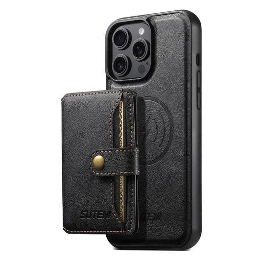 Suteni M4 Magnetic Card Bag MagSafe Leather Phone Case, For iPhone 13 Pro Max, For iPhone 13 Pro, For iPhone 13, For iPhone 12, For iPhone 12 Pro Max, For iPhone 12 Pro  