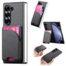 Twill Fabric Leather Skin Card Bag Magnetic Back Phone Case, For Galaxy Z Fold5, For Galaxy Z Fold4, For Galaxy Z Fold3 5G  