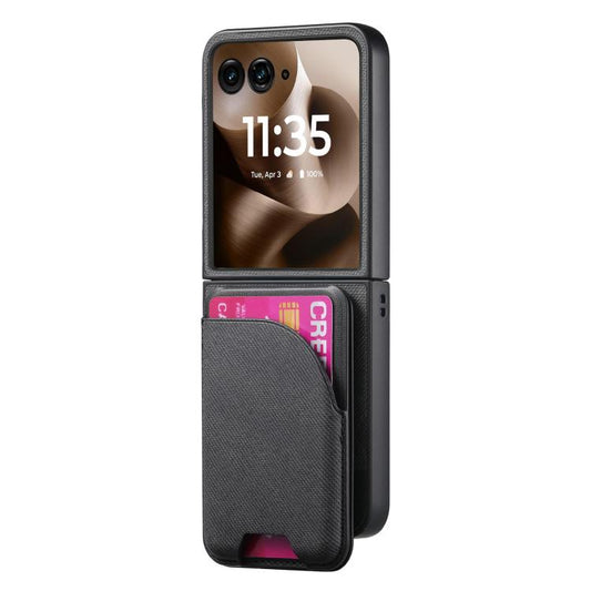 Twill Fabric Leather Skin Card Bag Magnetic Back Phone Case, For Motorola Razr 60 Ultra, For Motorola Razr 60, For Motorola Razr 50 Ultra  