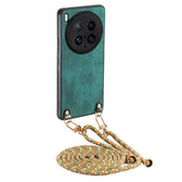 Vintage Leather PC Back Cover Phone Case with Crossbody Strap, For vivo X200 Ultra  