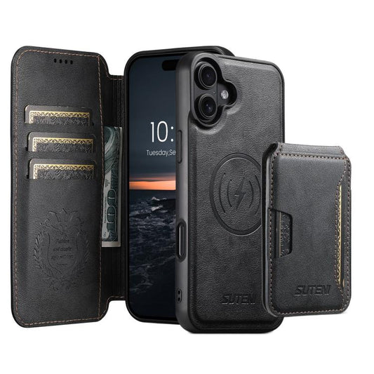 Suteni Q05S3 3-in-1 Detachable Vertical Flip Wallet MagSafe Leather Phone Case, For iPhone 18, For iPhone 18 Pro, For iPhone 18 Pro Max, For iPhone 17 Pro Max, For iPhone 17 Pro, For iPhone 17, For iPhone Air, For iPhone 16 Pro Max  