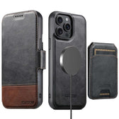 Suteni Q06S2 3-in-1 Detachable Vertical Flip Wallet MagSafe Splicing Leather Phone Case, For iPhone 13 Pro Max, For iPhone 13 Pro, For iPhone 13, For iPhone 12, For iPhone 12 Pro Max, For iPhone 12 Pro  