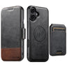 Suteni Q06S2 3-in-1 Detachable Vertical Flip Wallet MagSafe Splicing Leather Phone Case, For iPhone 17 Pro Max, For iPhone 17 Pro, For iPhone 17, For iPhone Air, For iPhone 16 Pro Max, For iPhone 16 Pro, For iPhone 16 Plus, For iPhone 16  