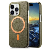 Litchi Texture Brushed MagSafe PU Back Cover Phone Case, For iPhone 14, For iPhone 14 Pro, For iPhone 14 Pro Max  