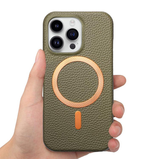 Litchi Texture Brushed MagSafe PU Back Cover Phone Case, For iPhone 14, For iPhone 14 Pro, For iPhone 14 Pro Max  