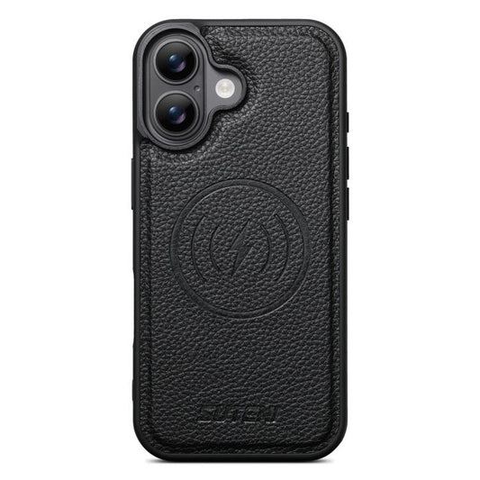 Suteni G5 Large Litchi Texture Vegan Leather Magnetic Back Phone Case, For iPhone 17 Pro Max, For iPhone 17 Pro, For iPhone 17, For iPhone 16 Pro Max, For iPhone 16 Pro, For iPhone 16 Plus, For iPhone 16, For iPhone 15 Pro Max, For iPhone 15 Pro       ...  