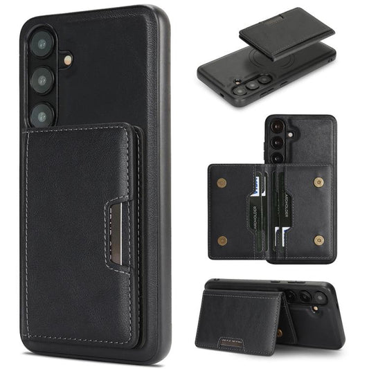 Strong MagSafe Magnetic Two-Fold Card Bag Leather Phone Cases for Samsung Galaxy  