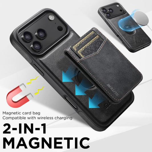 Suteni G1S5 2-in-1 Magnetic Detachable Bottle Opener Card Bag Cow Leather Back Phone Case, For iPhone 17 Pro Max, For iPhone 17 Pro, For iPhone 17, For iPhone Air, For iPhone 16 Pro Max, For iPhone 16 Pro, For iPhone 16 Plus, For iPhone 16  