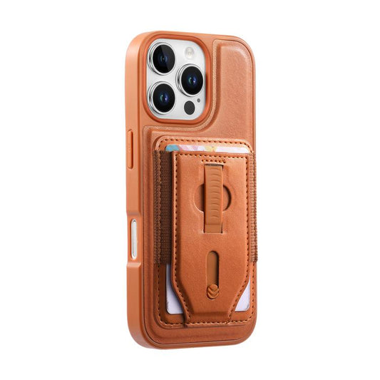 CaseNeo Retro Wristband Elastic Card Bag Magnetic Back Phone Case, For iPhone 16 Pro, For iPhone 16 Plus, For iPhone 16, For iPhone 15 Pro Max, For iPhone 15 Pro, For iPhone 15 Plus  