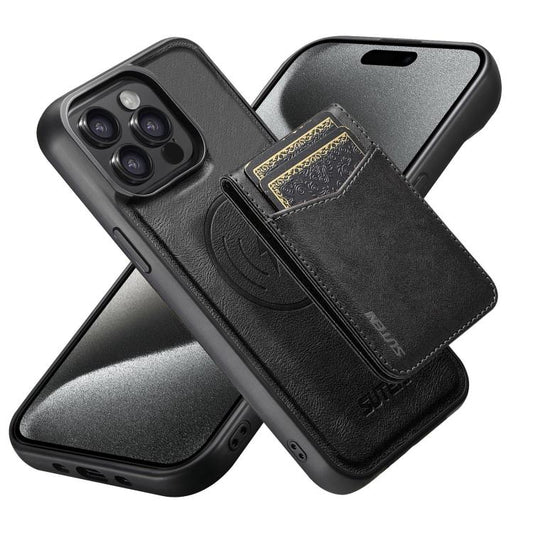 Suteni G5S5 2-in-1 Magnetic Detachable Bottle Opener Card Bag Cow Leather Back Phone Case, For iPhone 15 Pro Max, For iPhone 15 Pro, For iPhone 15 Plus, For iPhone 15, For iPhone 14 Plus, For iPhone 14, For iPhone 14 Pro, For iPhone 14 Pro Max  