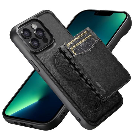 Suteni G5S5 2-in-1 Magnetic Detachable Bottle Opener Card Bag Cow Leather Back Phone Case, For iPhone 13 Pro Max, For iPhone 13 Pro, For iPhone 13, For iPhone 12 Pro Max, For iPhone 12 / 12 Pro  