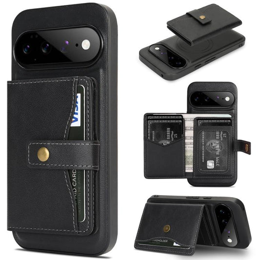Kalebol Magnetic Button Card Bag MagSafe Ring Leather Phone Case, For Google Pixel 11 Pro XL, For Google Pixel 11, For Google Pixel 11 Pro  