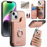 Twill Fabric Ring Multi-card Wallet Vegan Leather Phone Case, For iPhone 14, For iPhone 14 Pro, For iPhone 14 Pro Max  