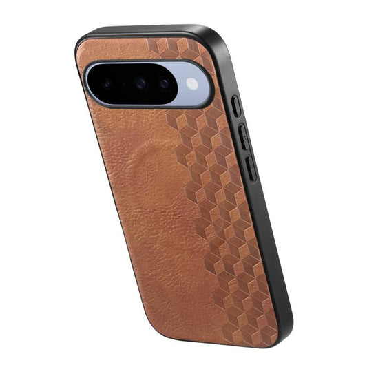3D Cubic Grid Pressed Magnetic PU Back Cover Phone Case, For Google Pixel 11 Pro XL, For Google Pixel 11, For Google Pixel 11 Pro, For Google Pixel 10 Pro XL, For Google Pixel 10 / 10 Pro  