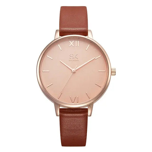 Shengke Top Brand Fashion Ladies Watches Leather Female Quartz Watch Women Thin Casual Strap Watch Reloj Mujer Marble Dial SK Utrano