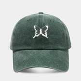 Soft Top Casual Peaked Cap Butterfly Embroidered Sun Hat  