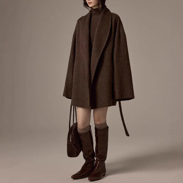 Spot Design Short Double-faced Wool Coat For Petite  