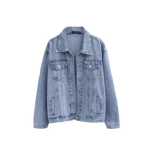 Spring and Autumn Vintage Blue Denim Jacket for Women, Loose  Plus Size Export Ins Trendy BF Style Top  