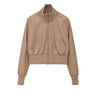 Stand collar versatile and minimalist faux leather executive jacket  