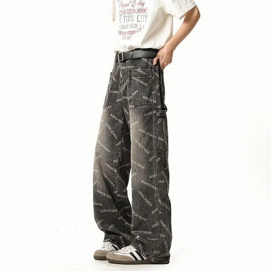 Straight-leg denim pants for men  
