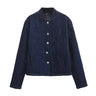 Street standing collar denim washed cotton jacket  