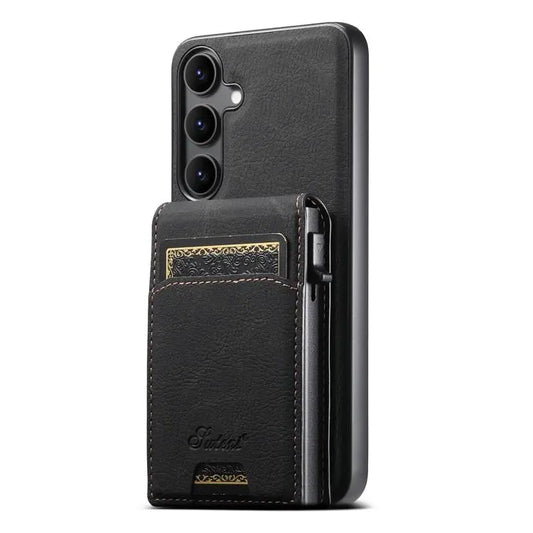 Suteni H19 Litchi Texture 2-in-1 MagSafe Removable Card Case Back Phone Case, For Samsung Galaxy S26+ 5G, For Samsung Galaxy S26 Ultra 5G, For Samsung Galaxy S25 5G, For Samsung Galaxy S25+ 5G, For Samsung Galaxy S25 Ultra 5G                           ...  