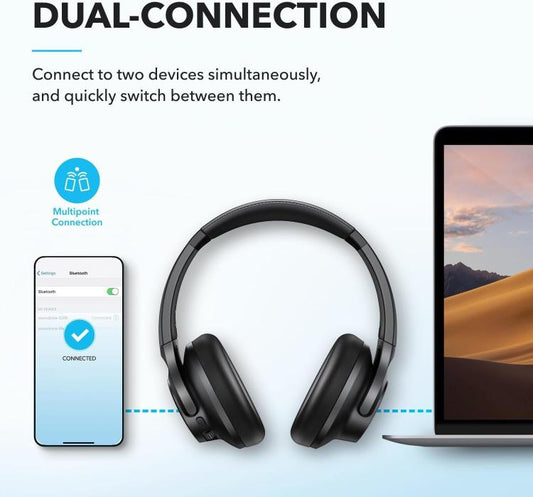 ANKER Soundcore Q20i Headband Gaming Headset Wireless Bluetooth Active Noise Reduction Headset  