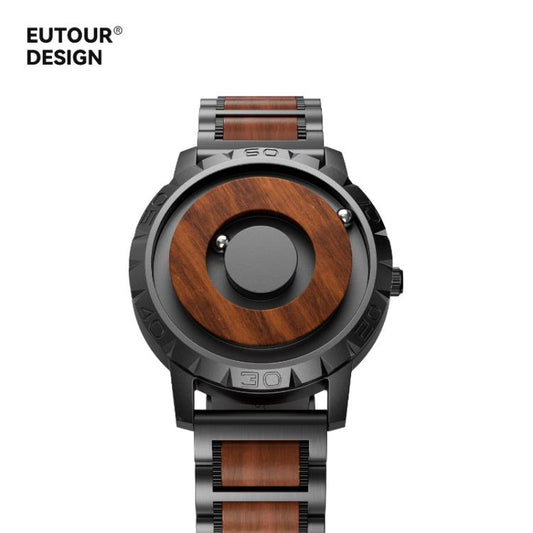 EUTOUR E031 Magnetic  Watch Men Natural Sandalwood Wooden Wristwatch No Hand Floating Timepiece, E031A-M1, E031E-M2, E022A-M3  