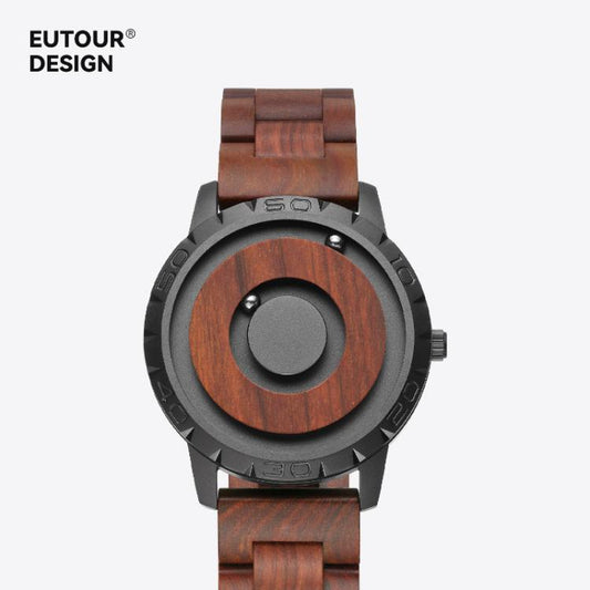 EUTOUR E031 Magnetic  Watch Men Natural Sandalwood Wooden Wristwatch No Hand Floating Timepiece, E031A-M1, E031E-M2, E022A-M3  