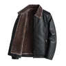 Thick velvet leather jacket for middle-aged and elderly men, PU leather jacket for autumn and winter  