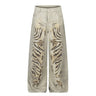 Tiger print digital printed denim wide leg pants  