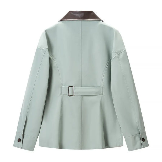 Versatile collar patchwork long sleeved jacket for summer  