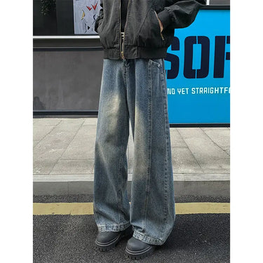 Vintage Blue Cut-Off Denim Pants for Men  