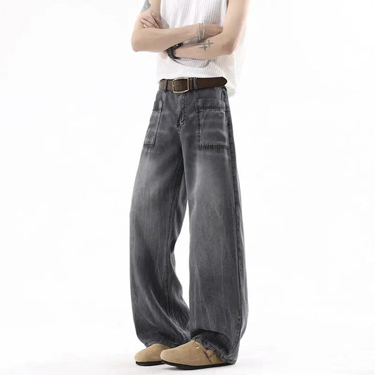 Vintage Blue Knife-Edge Denim Jeans for Men  