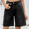 Washed Raw Hem Denim Shorts  