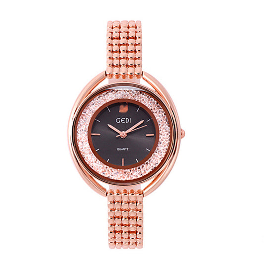 Watch Women Water Diamond British Watch Steel Band Waterproof Ladies Watch  