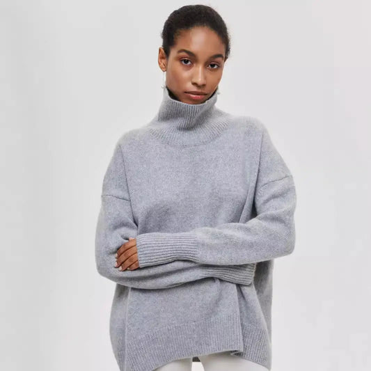 Winter Turtleneck Sweater Ins Solid Color Long Sleeve Pullover Top Women's Clothing  