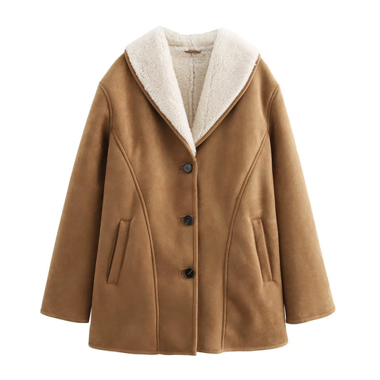Women's European And American Style French Design Double-sided Half-length Overcoat Jacket  