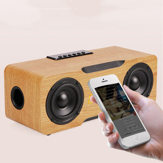Wooden Clock Bluetooth Speaker, Support U Disk TF Card Function, Home Desktop Speaker  