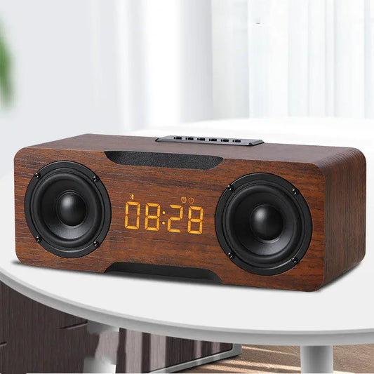 Wooden Clock Bluetooth Speaker, Support U Disk TF Card Function, Home Desktop Speaker  