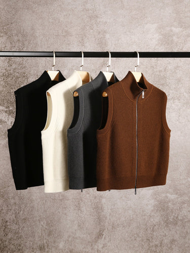 Women's Wool Loose-Knit Cardigan Vest  