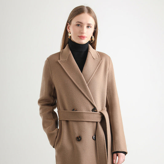 Women's Mid-length Woolen Wool Overcoat Coat  