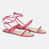 Blue Leather Lace-Up Sandals – Handcrafted With Natural Raffia Insole